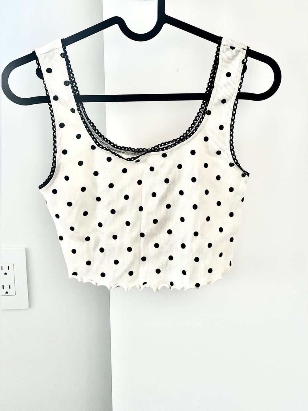 BNWOT Topshop White Tank Top with Black Polka Dots